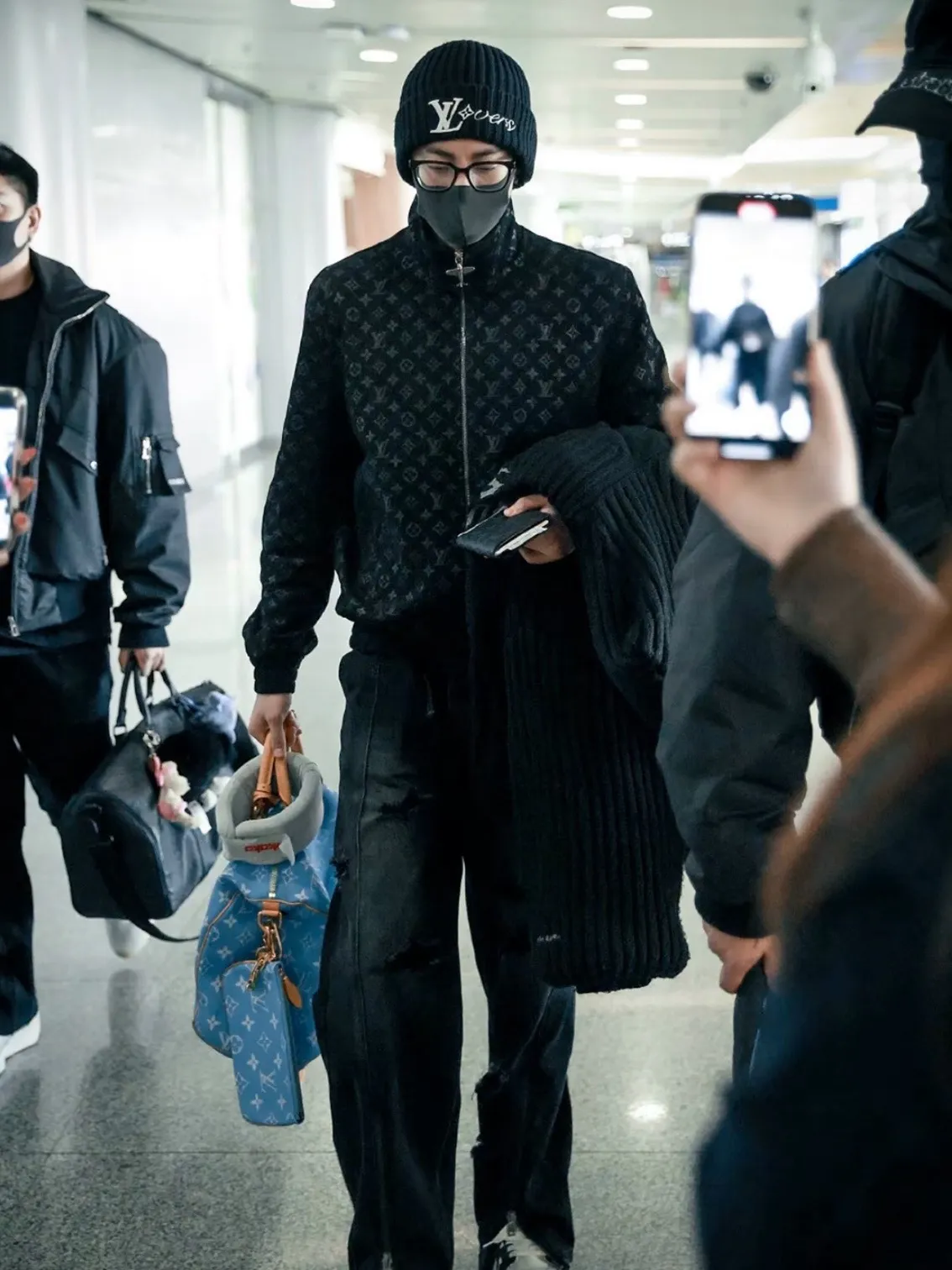Louis Vuitton/Louis Vuitton aircraft button all-over printed embossed suede stand-collar jacket